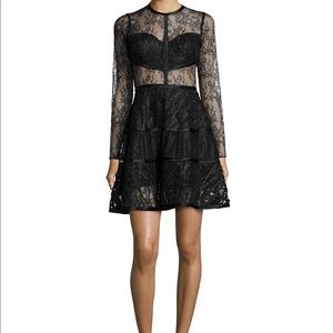 Black Lace Long Sleeve Holiday Dress by Alexis XS
